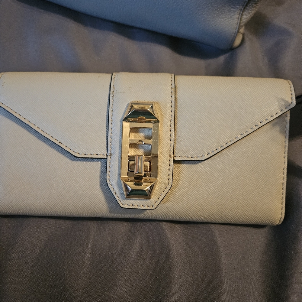 Low Start! Elegant Rebecca Minkoff Cream Clutch with Gold Accent